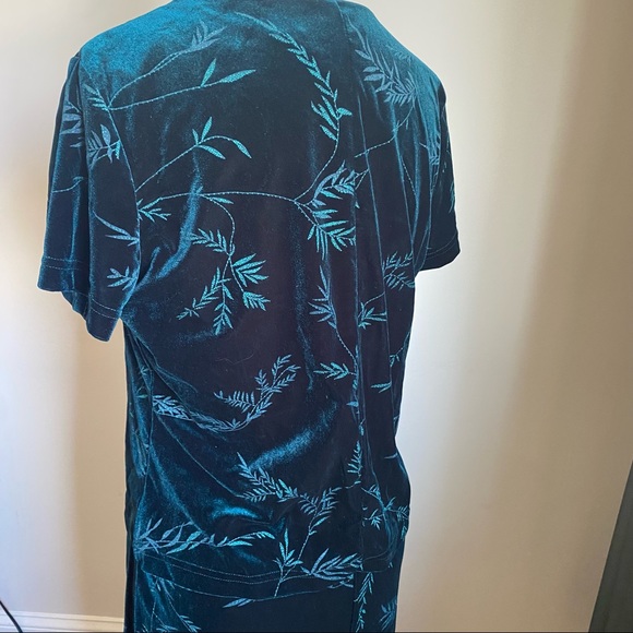 Vintage Kathie Lee Collection Green Velvet Dress Size Medium - Picture 5 of 13